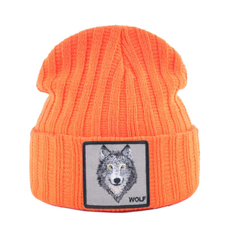Unisex Knitting Streetwear, Hip Hop Bonnet Caps, New Fashion Knitted Hats For Men, Women Wolf Pattern Skullies
