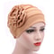 Solid Color Muslim Fashion Women, Hijab Turban Beanie Hat with Flower, Elastic Chemo Head Wrap Cap