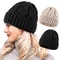 Handmade Female Warm Hat Winter Women Beanie Chunky Knitted Bonnet New Autumn Stretchy Girl Hats 0