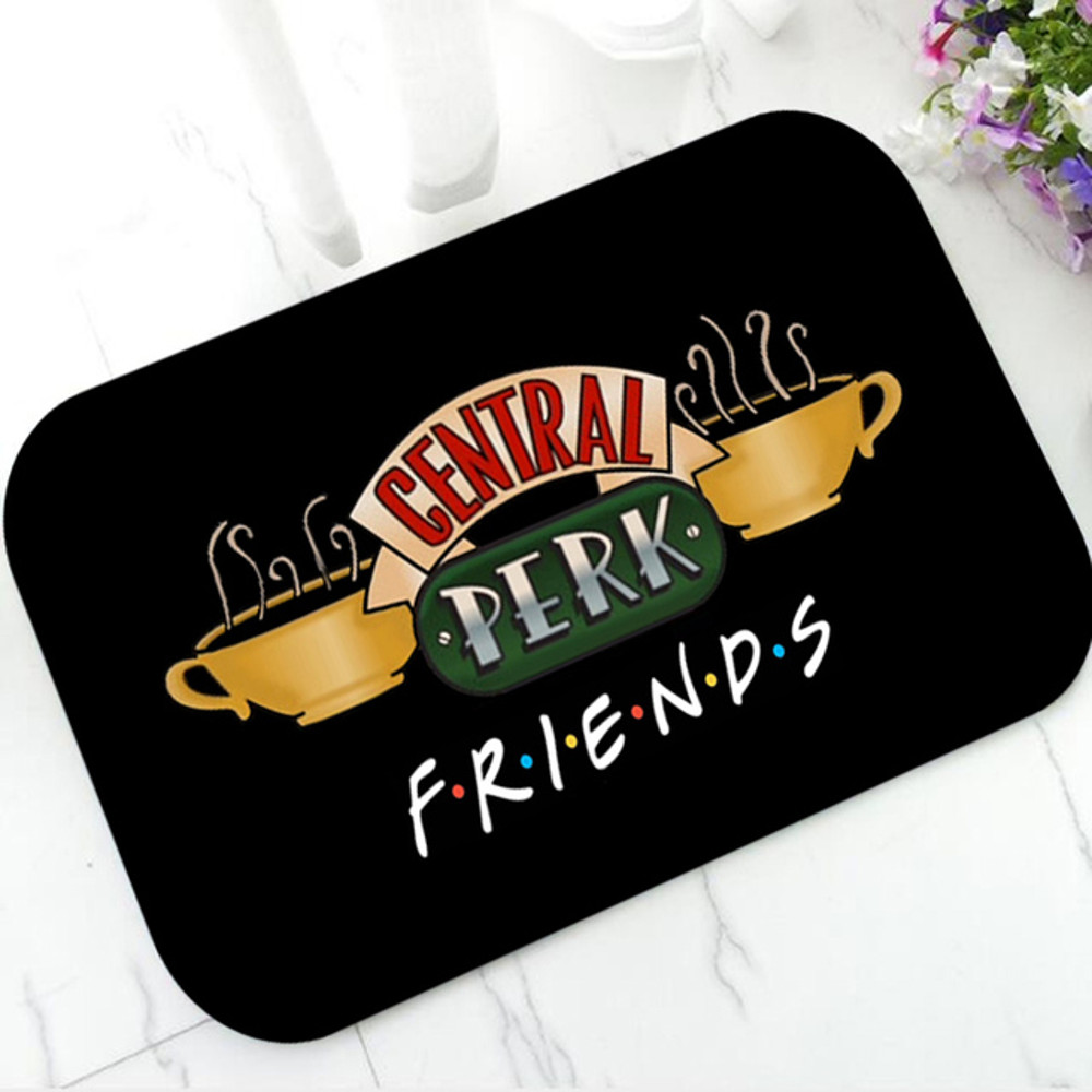 Classic Friends Welcome Door Mat Flannel Floor Rug Bathroom Kitchen Carpet Rubber Entrance Doormat