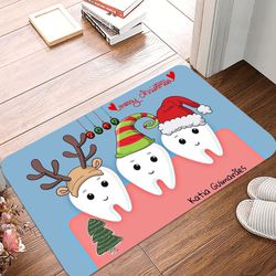 non slip kitchen rug, christmas dental hospital floor mat, tooth design doormat, balcony living room carpet, home rugs