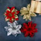 Christmas Tree Ornaments, Red Golden Silver Poinsettia Artificial Flowers, Xmas New Year Party Decoration