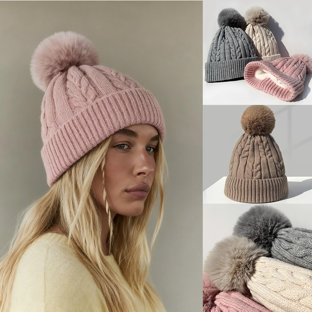 Plush Thickened Cap, Women Warm Beanie Hat, Men's Winter Ski Hat, Ear Protection, Warm Knit Hat, Women's Winter Headwear