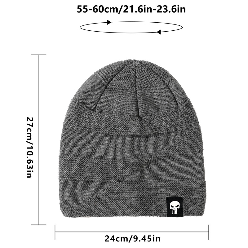 Thick Fleece Liner Beanie Winter Outdoor Warm Warm Knitted Winter Hat Unisex Warm Skull Hat 1