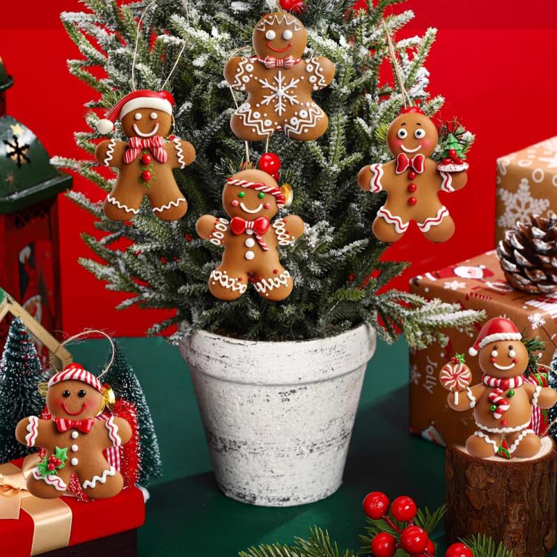 Gingerbread Man Hanging Ornament Merry Christmas Wooden DIY Home Xmas Celebration Party Decoration 1