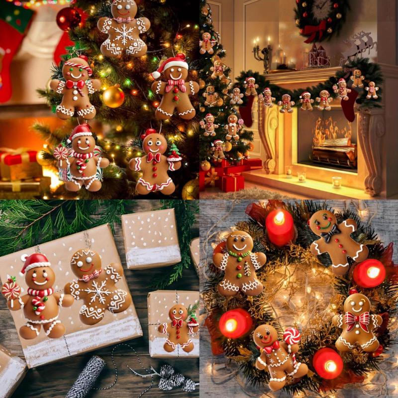 Gingerbread Man Hanging Ornament Merry Christmas Wooden DIY Home Xmas Celebration Party Decoration 2