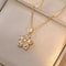 Gold Color Light Chrismas Zircon Flower Women Pendant Necklace High Sense Chain Jewelry Party And G 1