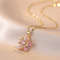 Gold Color Light Chrismas Zircon Flower Women Pendant Necklace High Sense Chain Jewelry Party And G 6
