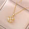 Gold Color Light Chrismas Zircon Flower Women Pendant Necklace High Sense Chain Jewelry Party And G 8