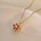 Gold Color Light Chrismas Zircon Flower Women Pendant Necklace High Sense Chain Jewelry Party And G 11