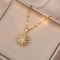 Gold Color Light Chrismas Zircon Flower Women Pendant Necklace High Sense Chain Jewelry Party And G 12