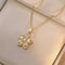 Gold Color Light Chrismas Zircon Flower Women Pendant Necklace High Sense Chain Jewelry Party And G 13