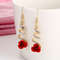 Red Rose Drop Earrings New Fashion Jewelry Women Vintage Rhinestone Dangle Flowers Earring Engageme 0