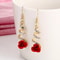 Red Rose Drop Earrings New Fashion Jewelry Women Vintage Rhinestone Dangle Flowers Earring Engageme 0