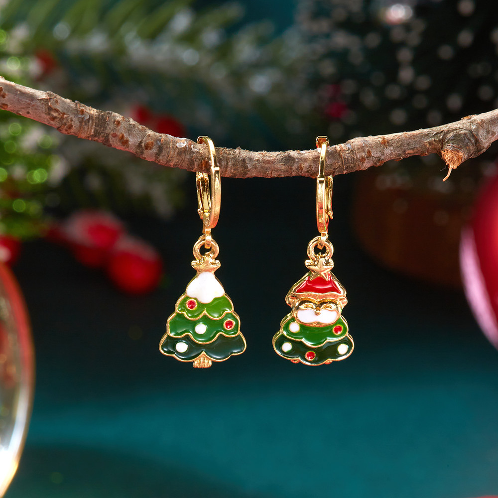 Cute Snowman, Colorful Crystal Zircon, Dangle Earrings For Women, Christmas Tree Snowflake Bow, Xmas New Year Party Gift