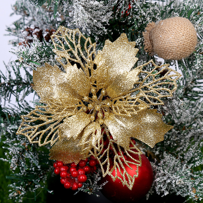 Artificial Christmas Tree Glitter Flower Decorations Xmas Ornaments New Year Gift 2