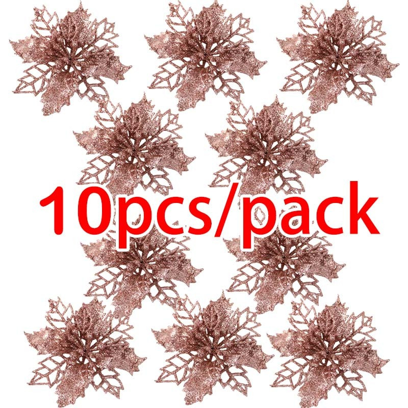 Artificial Christmas Tree Glitter Flower Decorations Xmas Ornaments New Year Gift 10