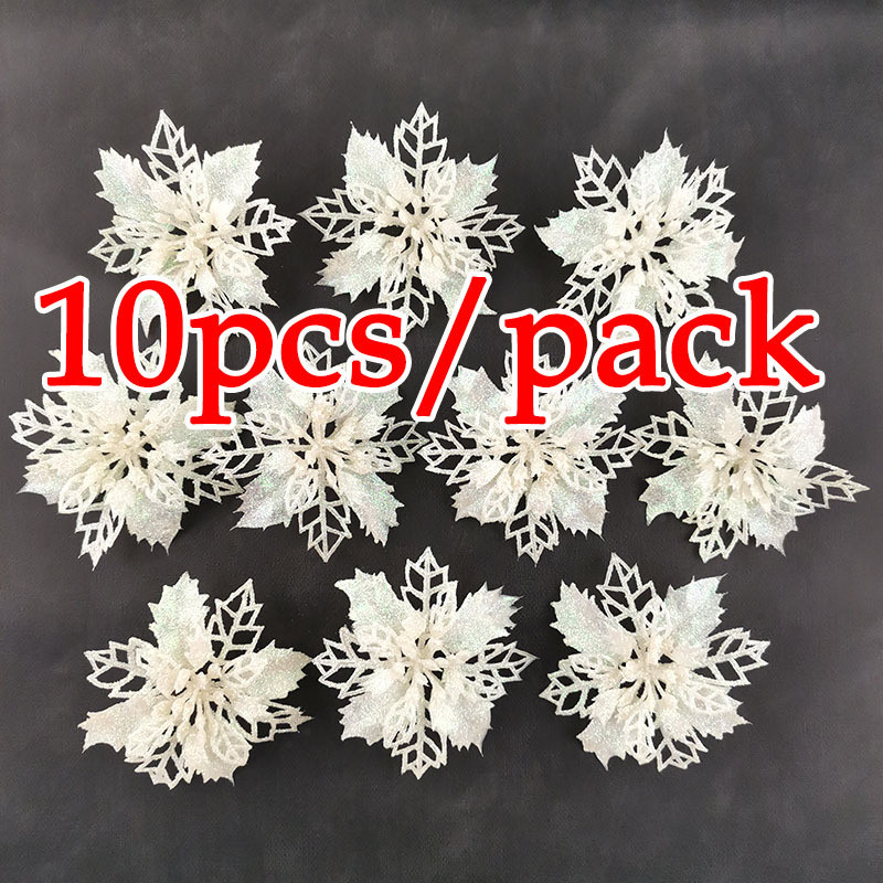 Artificial Christmas Tree Glitter Flower Decorations Xmas Ornaments New Year Gift 13