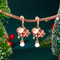 White Pearl Crystal Snowman, Elk Earrings, Creative Christmas Grandpa and Grandma Zircon Stud Earrings, New Year Jewelry