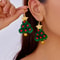 Women Jewelry Christmas Tree Bell Earrings Fashion Red Green Xmas Stud Wreath Star Bowknot Dangle D 2