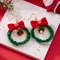 Women Jewelry Christmas Tree Bell Earrings Fashion Red Green Xmas Stud Wreath Star Bowknot Dangle D 4