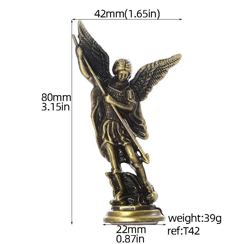 Zinc Alloy Crafts Christian Saint Michael Figurine Tabletop Desktop Archangel Defeating Satan Guard 1