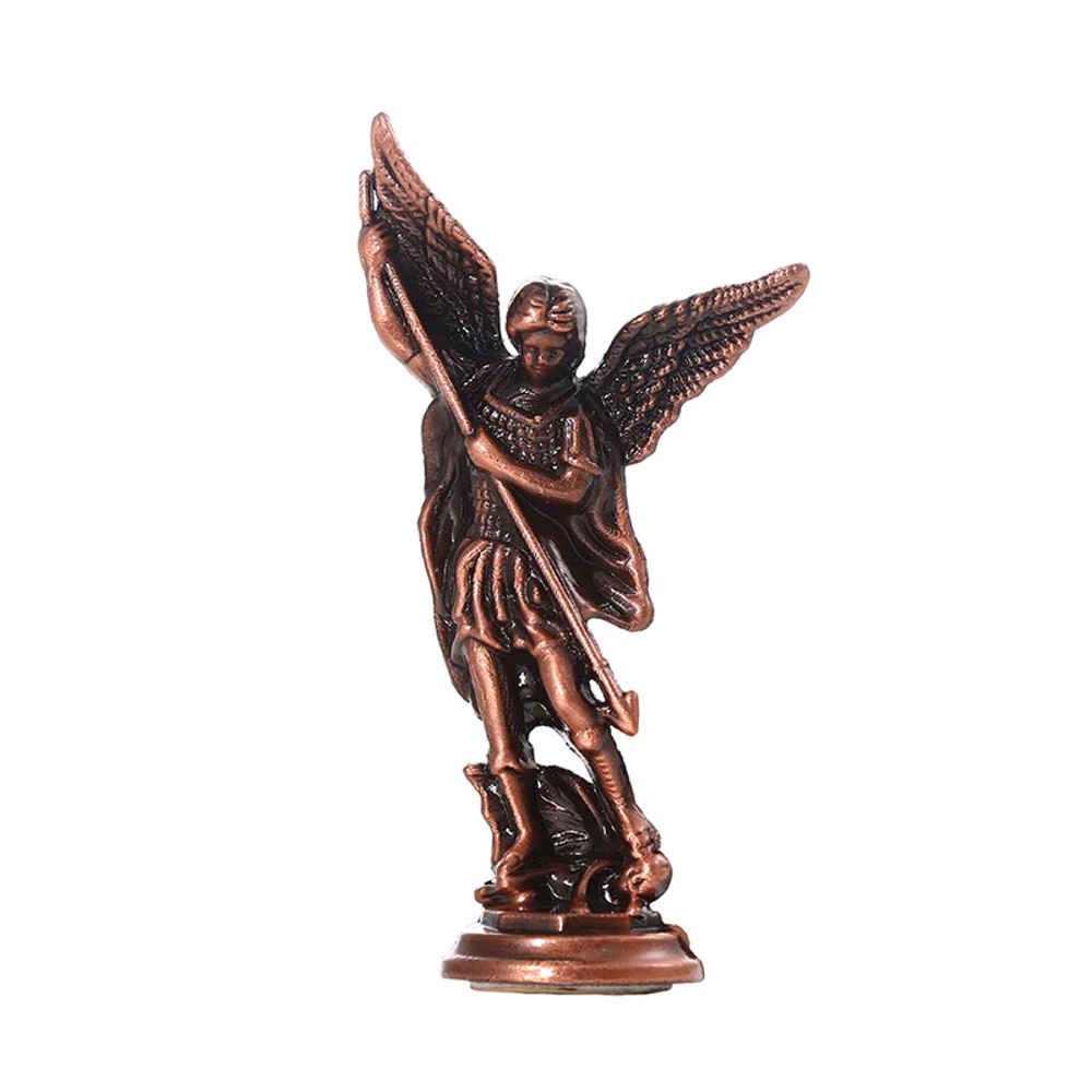 Zinc Alloy Crafts Christian Saint Michael Figurine Tabletop Desktop Archangel Defeating Satan Guard 3