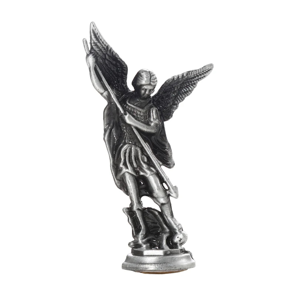 Zinc Alloy Crafts Christian Saint Michael Figurine Tabletop Desktop Archangel Defeating Satan Guard 4