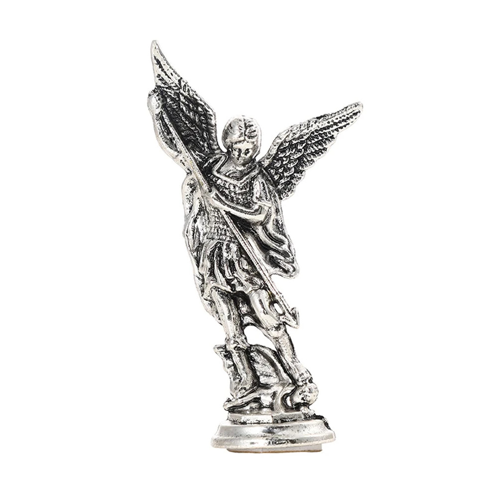 Zinc Alloy Crafts Christian Saint Michael Figurine Tabletop Desktop Archangel Defeating Satan Guard 6