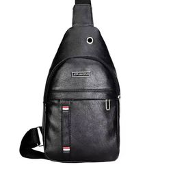 retro fashion men crossbody bag, black pu material, sling bag, casual travel bag