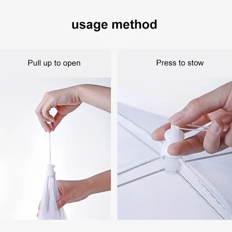 Washable Folding Food Cover Mesh, Insect Proof Protective Dish Cover, Durable Plastic Table Food Shield