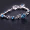 Blue Crystal Heart Charm Bracelet For Women Silver Color Lucky Pulseras Bracelet Bridal Wedding Eng 1