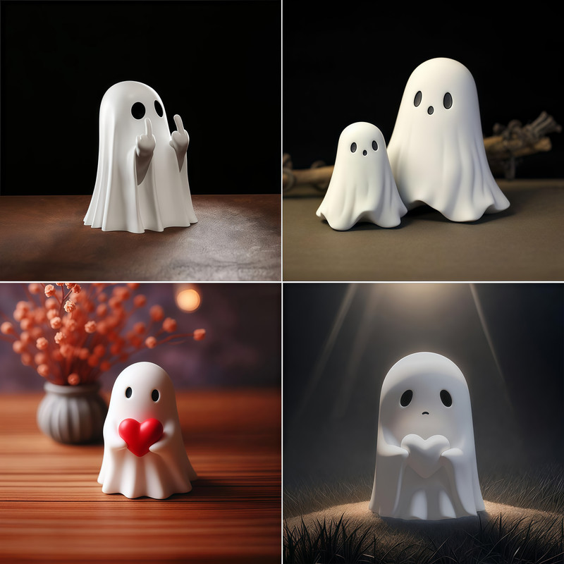 Small Halloween Decor for Home, Cute Middle Finger Ghost Statue, Centerpiece for Coffee Table, Adorable Horror Figure