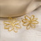 Gold Plated Hollow Flower Earrings, Stainless Steel, Delicate Timeless Jewelry for Daily Wear