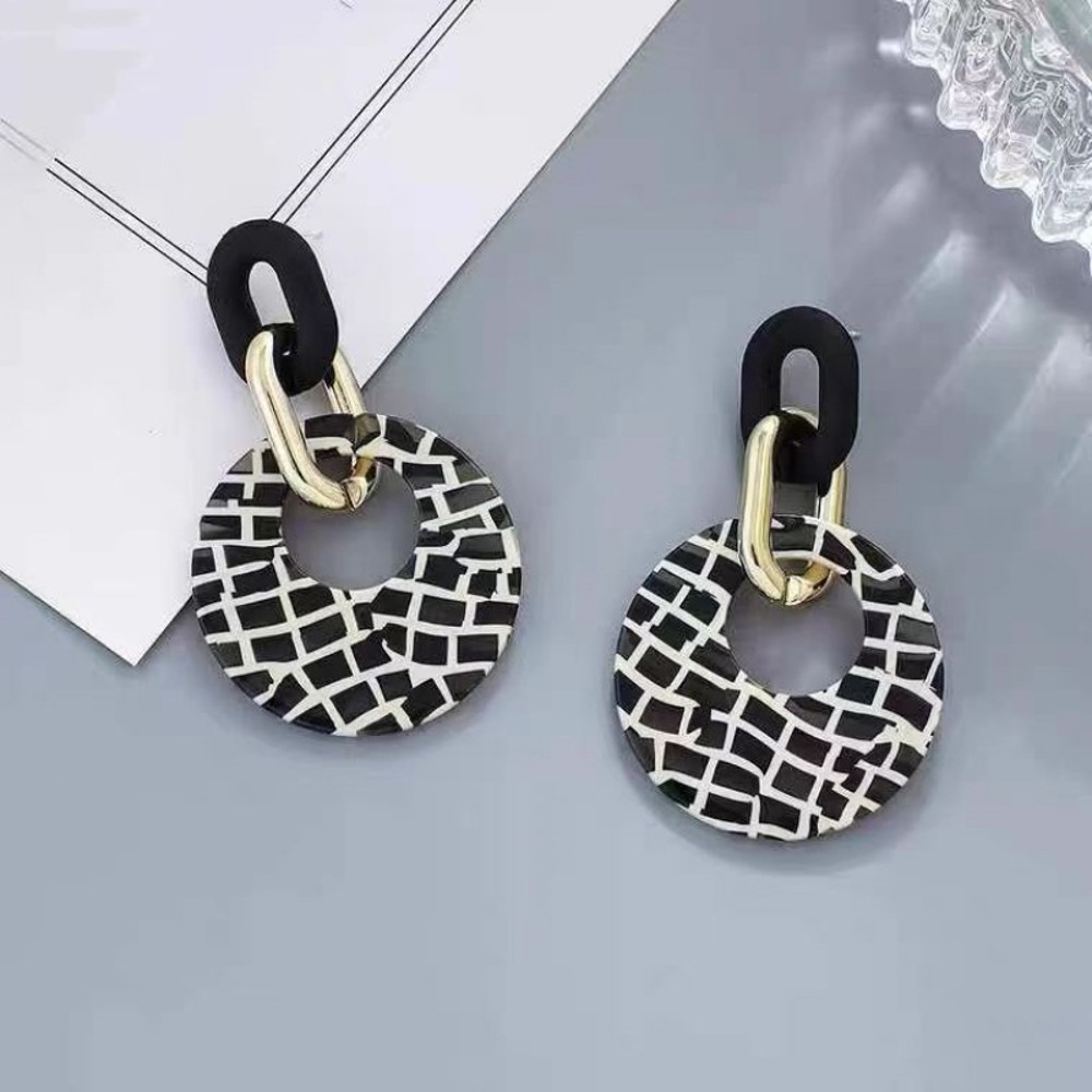Geometric Leopard Print Circle Earrings Temperament Exaggerated Versatile Earrings Leopard Advanced 1