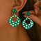 A Pair of Black and White large Polka Dot Hollow Geometric Shape Nostalgia Harbor Wind Earrings