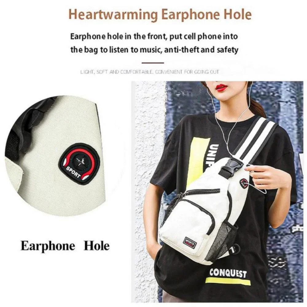 Multifunctional Mens And Womens KISMIS Messenger Shoulder Travel Backpack Chest Bag With Headphone 1