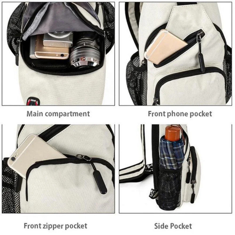 Multifunctional Mens And Womens KISMIS Messenger Shoulder Travel Backpack Chest Bag With Headphone 2