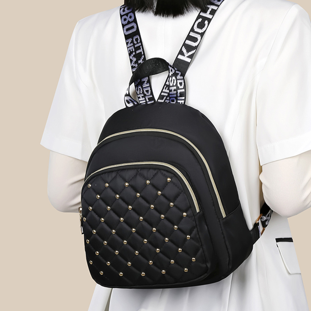 New style, double shoulder bag for women, fashionable travel bag, diamond-shaped embroidery rivet, casual and versatile