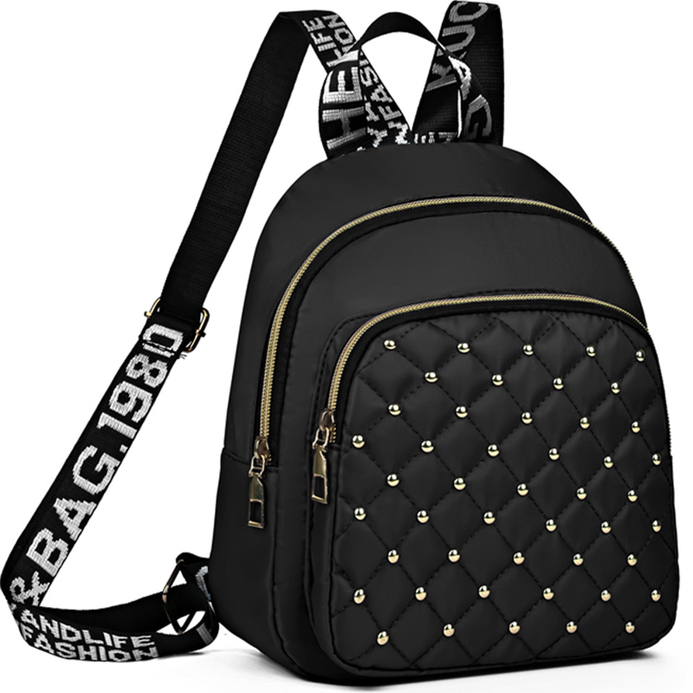 New style, double shoulder bag for women, fashionable travel bag, diamond-shaped embroidery rivet, casual and versatile