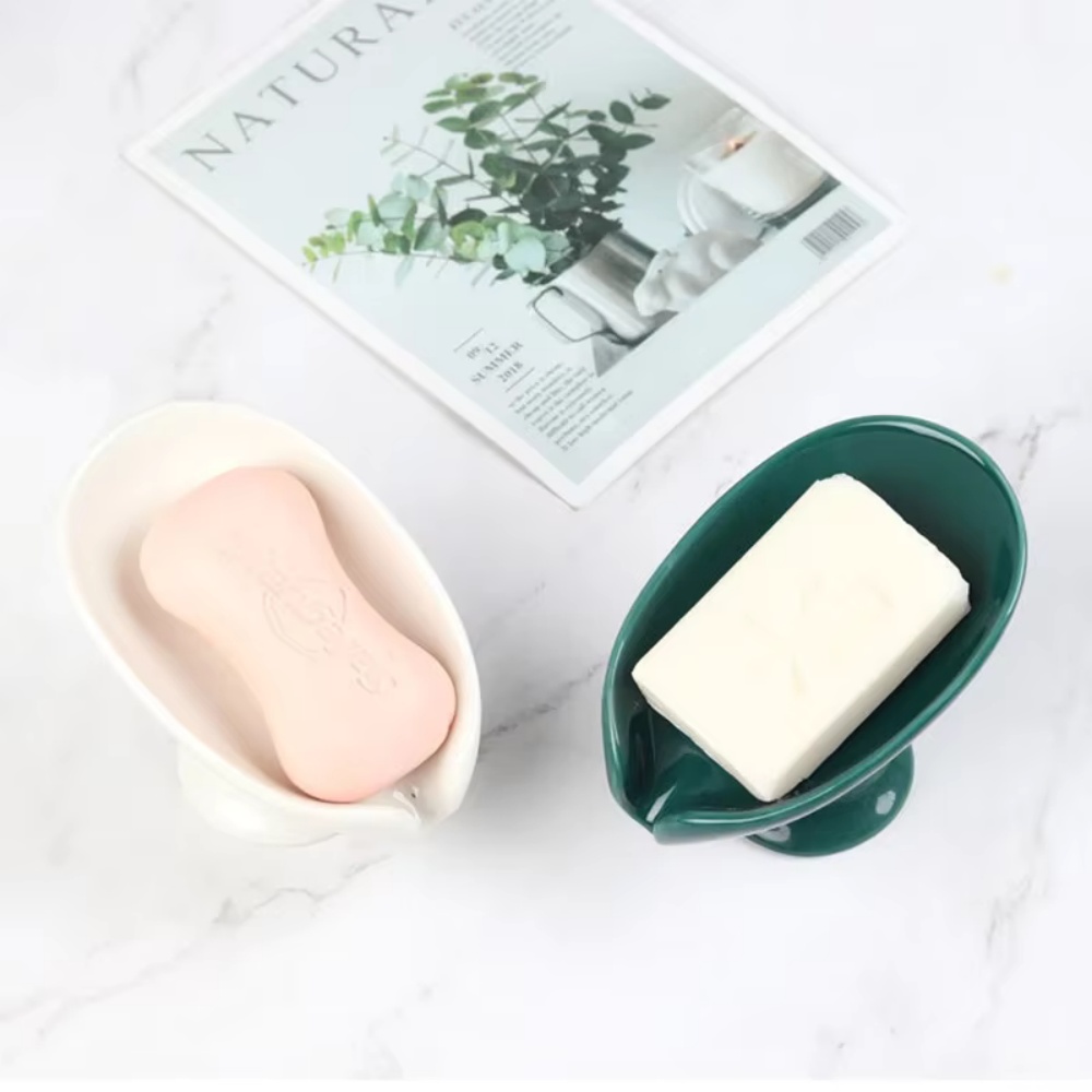 Soap Holder Bathroom, Ceramic Leay Shower, Shape Box Water Guide Hole, Storage Plate
