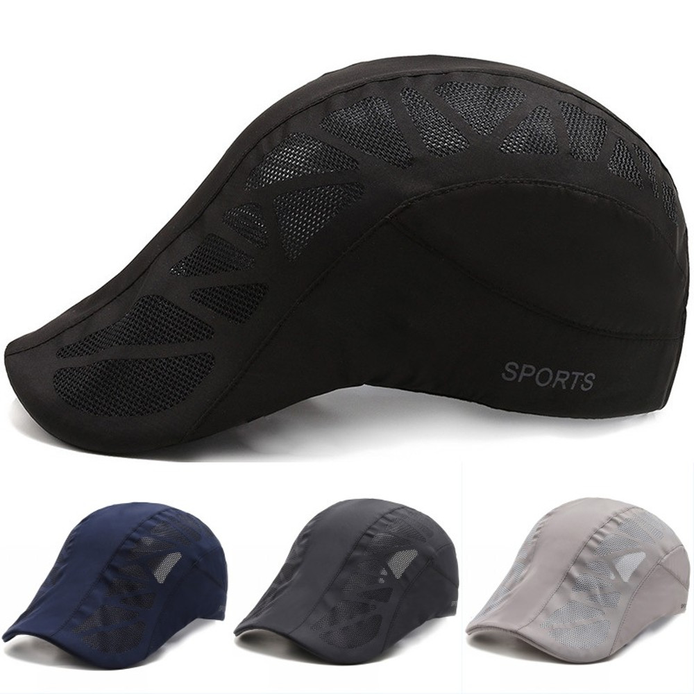 Breathable Mesh Quick Drying Summer Mens Sports Sun Hats Boina Golf Hat Fashion Solid Flat Cap 1