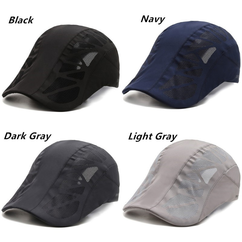 Breathable Mesh Quick Drying Summer Mens Sports Sun Hats Boina Golf Hat Fashion Solid Flat Cap 2