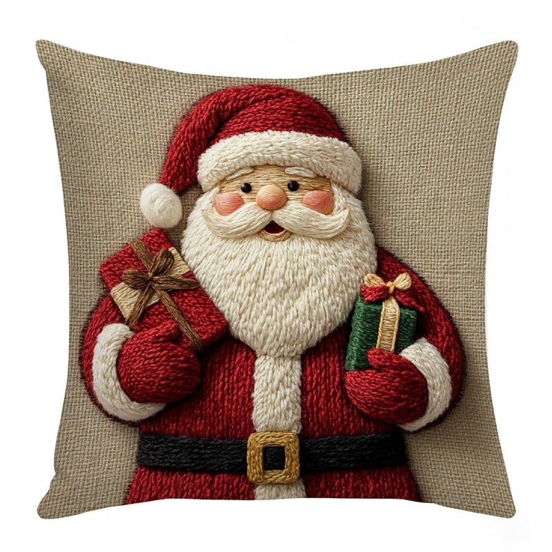 Cartoon Santa Snowman Elk Sofa Cushion Grey Red Christmas Pillowcase Merry Christmas Home Bed Car D 4