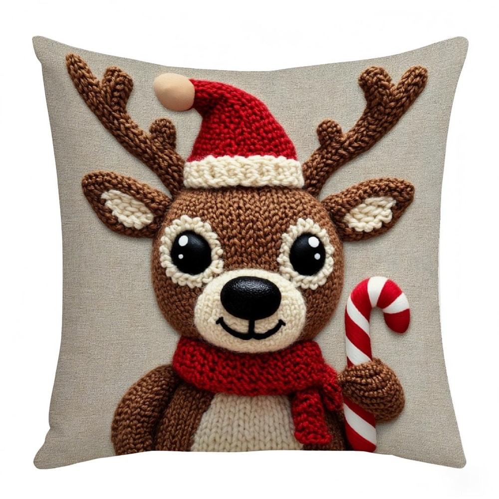 Cartoon Santa Snowman Elk Sofa Cushion Grey Red Christmas Pillowcase Merry Christmas Home Bed Car D 6