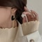 Asymmetric Korean Hollow Black Heart Earrings Drop Earrings Party Jewelry Temperament Style For Wom 0