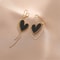 Asymmetric Korean Hollow Black Heart Earrings Drop Earrings Party Jewelry Temperament Style For Wom 2