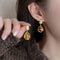Dangle Earrings For Women Fashion New Brown Resin Tiger Eye Stone Melard Color Jewelry Silver Needl 2