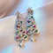 Rhinestone Zircon Xmas Tree Drop Christmas Tree Earrings For Women New Year Earrings 5