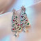Rhinestone Zircon Xmas Tree Drop Christmas Tree Earrings For Women New Year Earrings 5